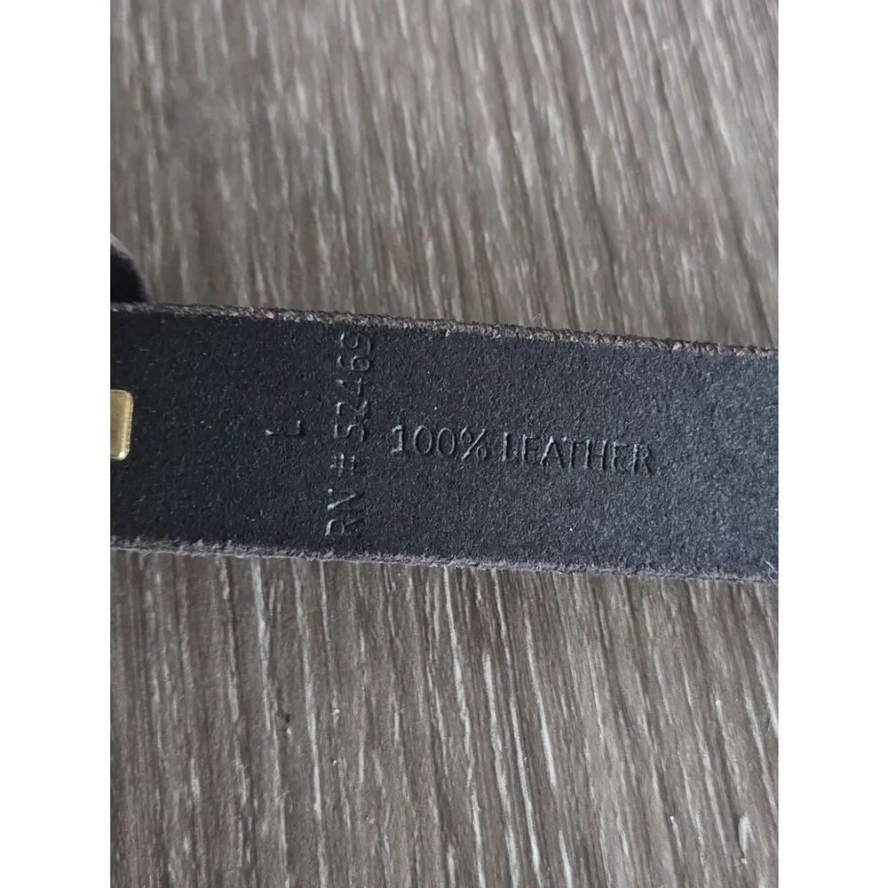 Black Skinny Perforated Leather Belt Large